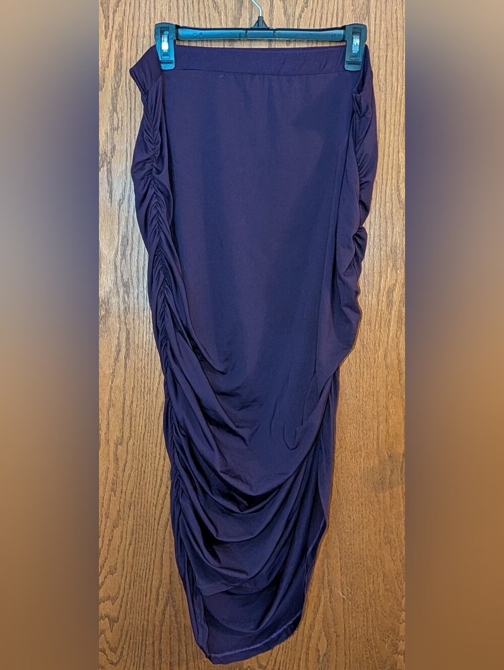 Ruched Asymmetrical Maxi Skirt in Purple